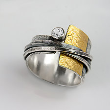 Open Wrapped Band by Patricia McCleery (Gold, Silver & Stone Ring)