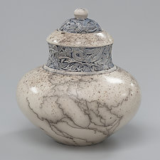Wide Pot with Lid by Jeff Margolin (Ceramic Vase)
