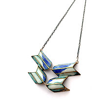 Double Shields Swallow Necklace by Hsiang-Ting Yen (Mixed Media Necklace)