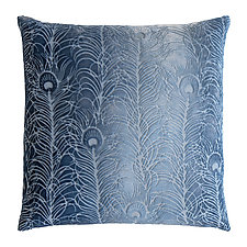 Peacock Feather Velvet Pillow by Kevin O'Brien (Silk Velvet Pillow)