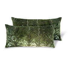 Set of 2 Peacock Feather Mini Velvet Pillows by Kevin O'Brien (Silk Velvet Pillow)