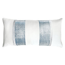 Linen Stripe Oblong Pillow by Kevin O'Brien (Linen & Silk Velvet Pillow)