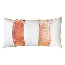 Linen Stripe Oblong Pillow by Kevin O'Brien (Linen & Silk Velvet Pillow)
