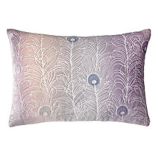 Peacock Feather Velvet Lumbar Pillow by Kevin O'Brien (Silk Velvet Pillow)