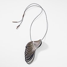 Stirrup Necklace in Silver Metallic Leather by Karole Mazeika (Leather Necklace)