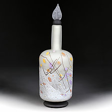 Persian Parchment Tall Cylinder Decorative Bottle by Eric Bladholm (Art Glass Bottle)