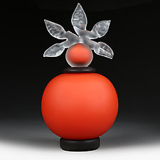 Novi Zivot Mali (New Life Petite) Crimson Satin Sphere by Eric Bladholm (Art Glass Vessel)