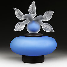 Novi Zivot Mali (New Life Petite) Sapphire Satin Short Sphere by Eric Bladholm (Art Glass Vessel)