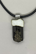Silver Leaf Wonder Necklace by Shirley Wagner (Metal & Stone Necklace)