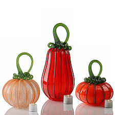 Mixed Pumpkin Votive Sets by 2BGlass (Art Glass Candleholder)