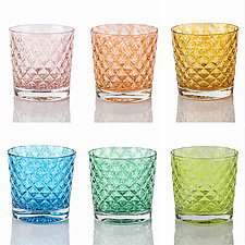 Mixed Mindala Drinking Glass Sets by 2BGlass (Art Glass Drinkware)