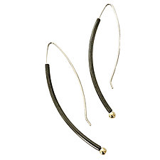 Curved Tri-Color Earrings by Laurette O'Neil (Silver & Gold Earrings)