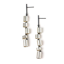 Linked Tube Earrings by Laurette O'Neil (Silver Earrings)