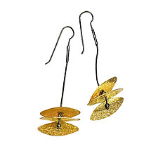 Gold Tiered Earrings by Laurette O'Neil (Gold & Silver Earrings)