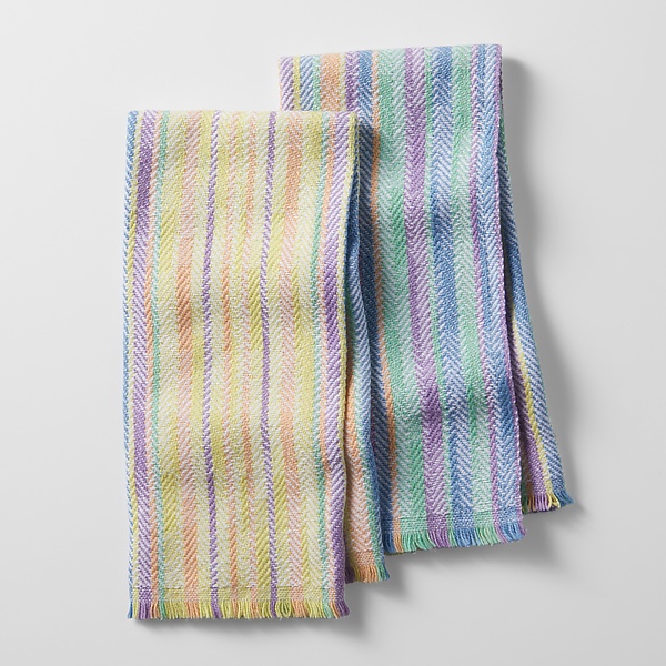 Pair of Handwoven Sherbet Pastels Tea Towels