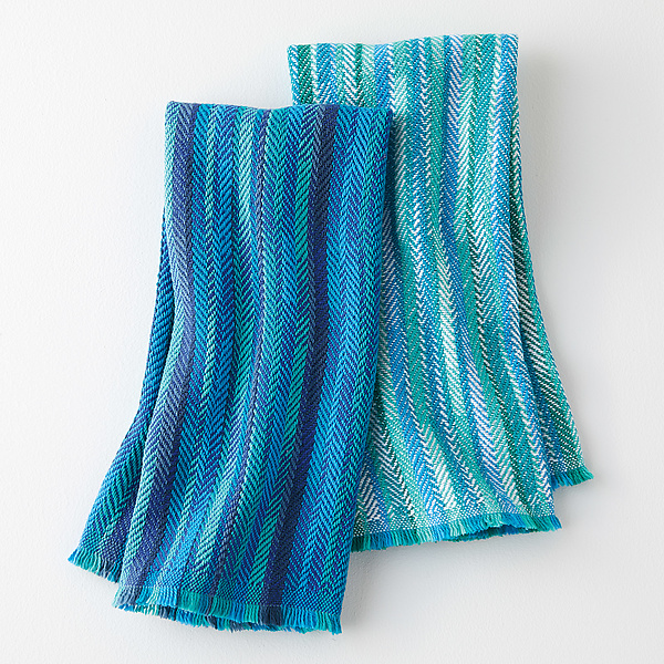 Pair of Handwoven Ocean Blues Tea Towels