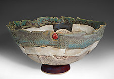 Large Multi-Layered Bowl with Checkered Interior by Albert Goldreich (Ceramic Bowl)