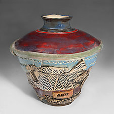 Red Top Vase by Albert Goldreich (Ceramic Vase)