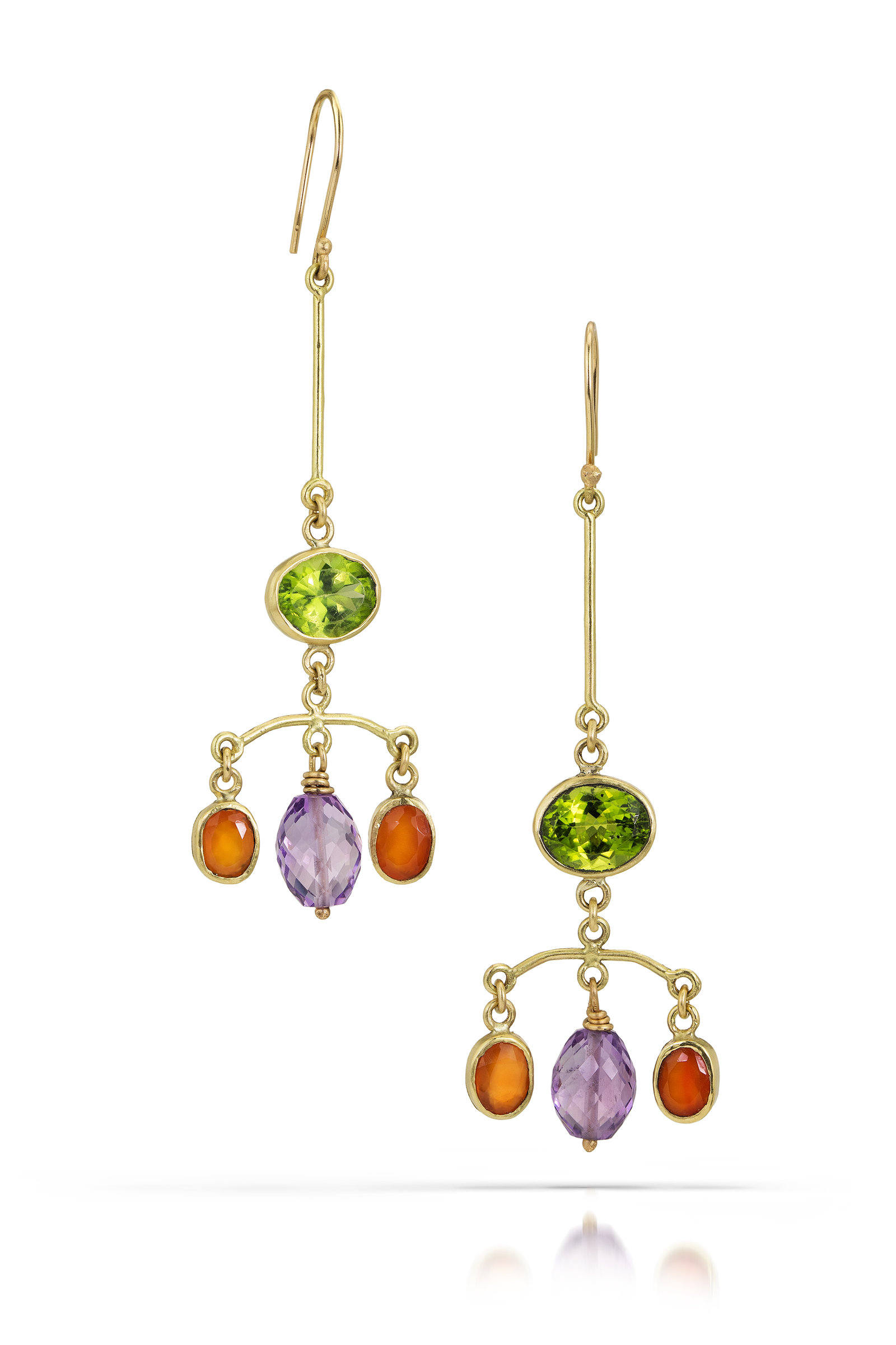 Details about   14K Solid Rose Gold Chandelier Earrings with Natural Peridots 