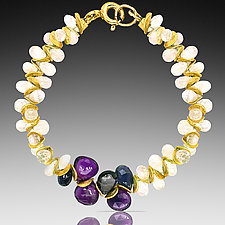 Moonstone, Amethyst & Iolite Signature Bracelet by Lori Kaplan (Gold & Stone Bracelet)