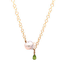 Pearl and Peridot Necklace by Lori Kaplan (Gold, Pearl & Stone Necklace)