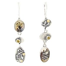 Aliento Earrings by Lesley Aine McKeown (Gold, Silver & Stone Earrings)