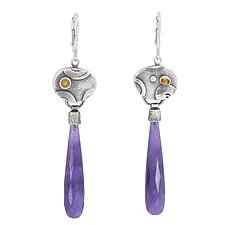 Purple Rain Earrings by Lesley Aine McKeown (Gold, Silver & Stone Earrings)