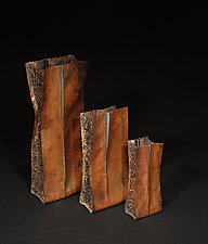 Plunkett Fold Vase - Foldformed Copper by David M Bowman and Reed C Bowman (Metal Vase)