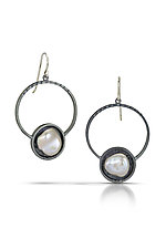 Double Circle Earrings by Tammy B (Silver & Pearl Earrings)
