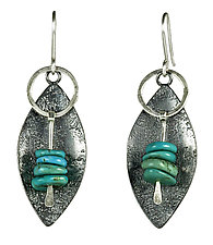Turquoise Canoe Earrings by Tammy B (Silver & Stone Earrings)