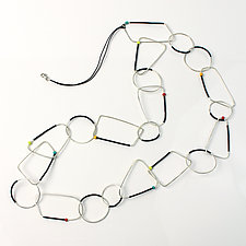 Jumble Dots Necklace by Laura Hutchcroft (Silver, Glass & Rubber Necklace)