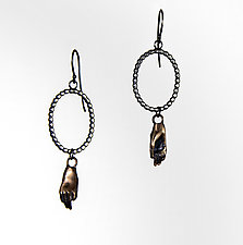 Bronze Hand & Silver Dots Earrings by Alice Scott (Silver Earrings)