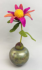 Fuchsia's Glow by Ellen Silberlicht (Mixed-Media Sculpture)