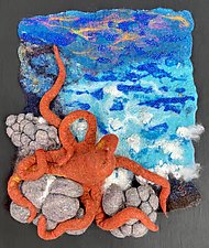 Octopus by the Sea by Ellen Silberlicht (Mixed-Media Wall Hanging)
