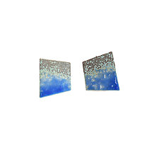 Taos Blue Geometric Earrings by Kyla Katz (Silver & Enamel Earrings)