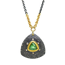 Green Tourmaline & Diamond Necklace by Jenny Foulkes (Gold, Silver & Stone Necklace)