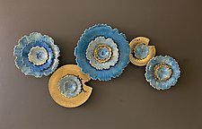 Aqua Blue Lotus by Debra Steidel (Ceramic Wall Sculpture)