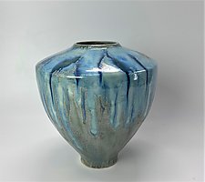 Blue and Aqua Vase by Debra Steidel (Ceramic Vase)