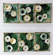 Jade Floral Wall Sculpture by Debra Steidel (Ceramic Wall Sculpture)