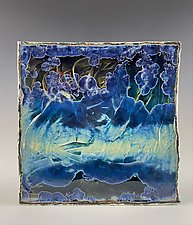 Color of Water - Alboran Sea V by Debra Steidel (Ceramic Wall Sculpture)