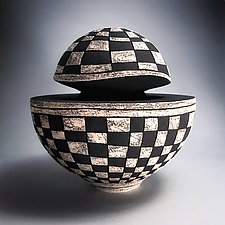 Square Pattern Jar by Eric Pilhofer (Ceramic Sculpture)