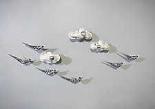 Clouds with Birds Wall Sculpture by Jenifer Thoem (Ceramic Sculpture)