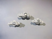 Clouds with Birds Wall Sculpture by Jenifer Thoem (Ceramic Sculpture)