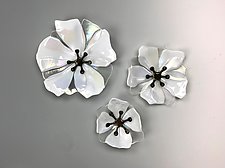 White Wallflowers by Lisa Becker (Art Glass Wall Sculpture)