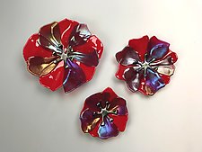 Red Wallflowers by Lisa Becker (Art Glass Wall Sculpture)