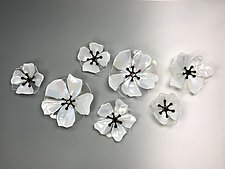 White Wallflowers by Lisa Becker (Art Glass Wall Sculpture)