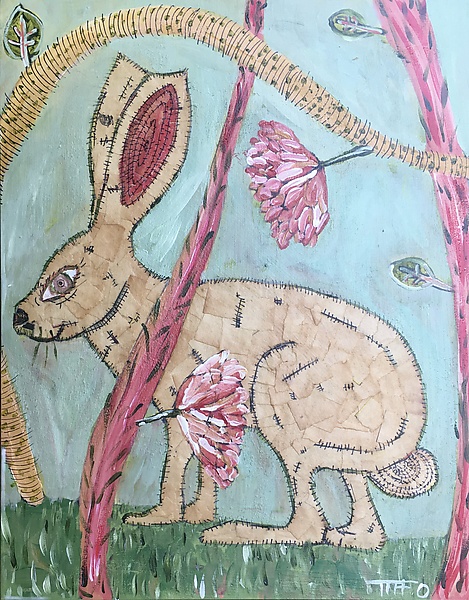 Bunny with Pink Flowers