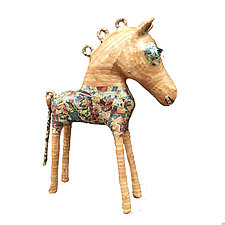 Green Eyed Zippered Horse by Tiffany Ownbey (Mixed-Media Sculpture)