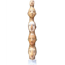 Head Totem 1 by Tiffany Ownbey (Mixed-Media Sculpture)