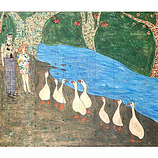 Feeding the Waterbirds by Tiffany Ownbey (Mixed-Media Collage)